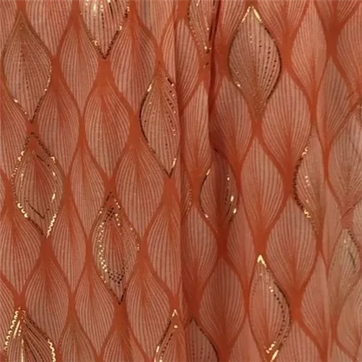 Y525- Foulard Feuilles détails dorés (orange) – Image 4