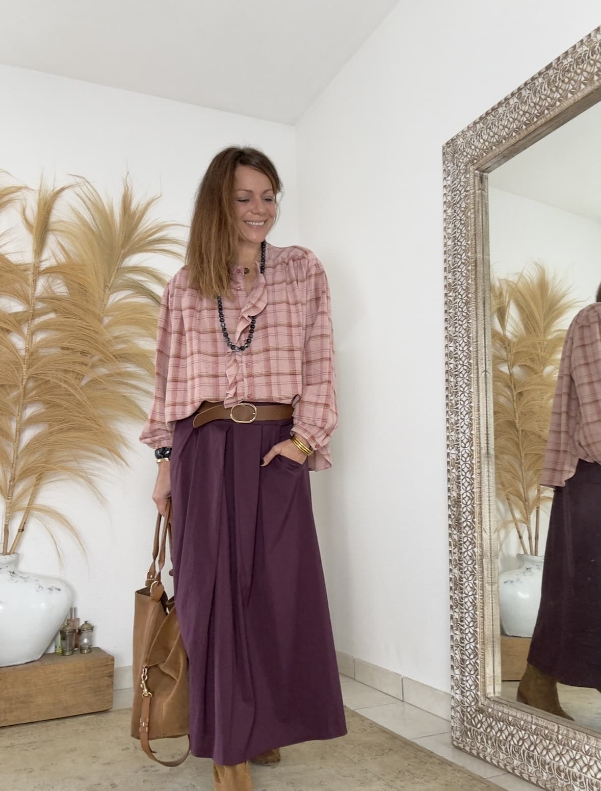 Chemise à carreaux rose Radieuse – Image 8