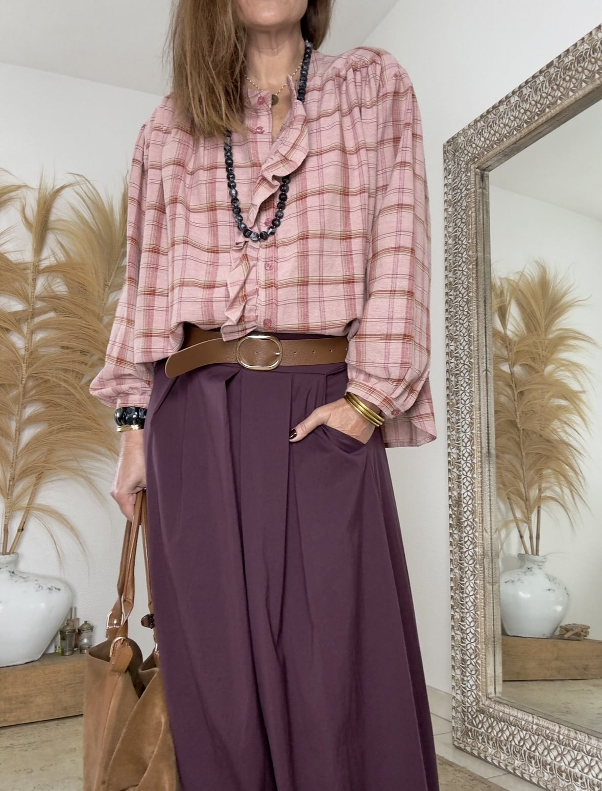 Chemise à carreaux rose Radieuse – Image 6