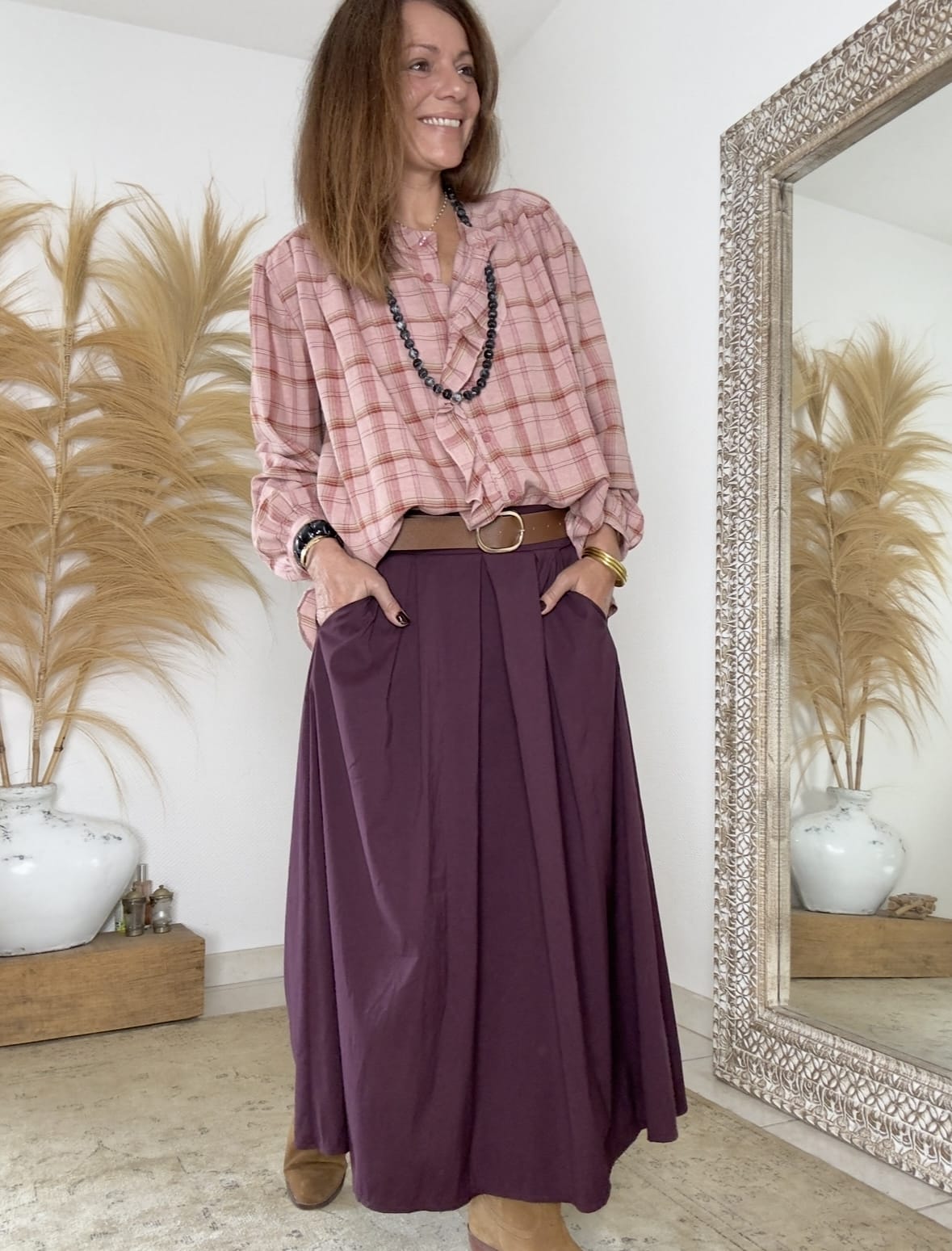 Chemise à carreaux rose Radieuse – Image 9