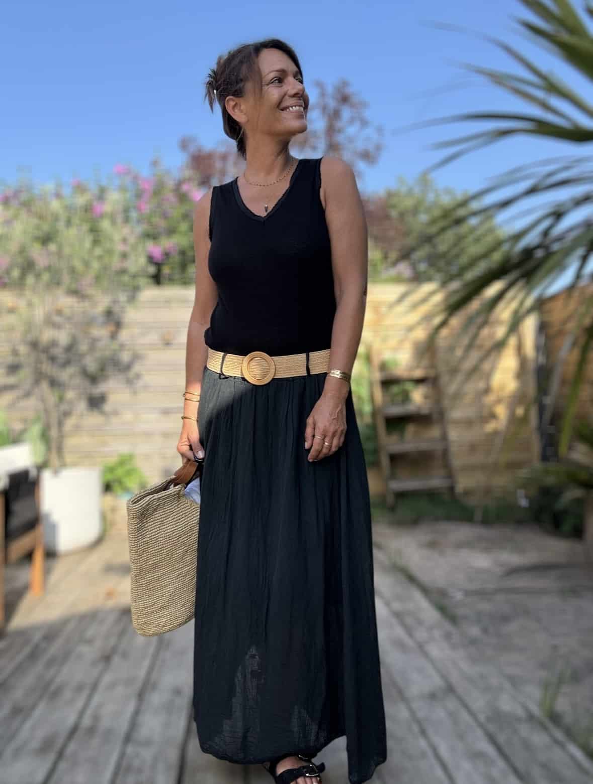 Débardeur Jana noir en lin et viscose – Image 2