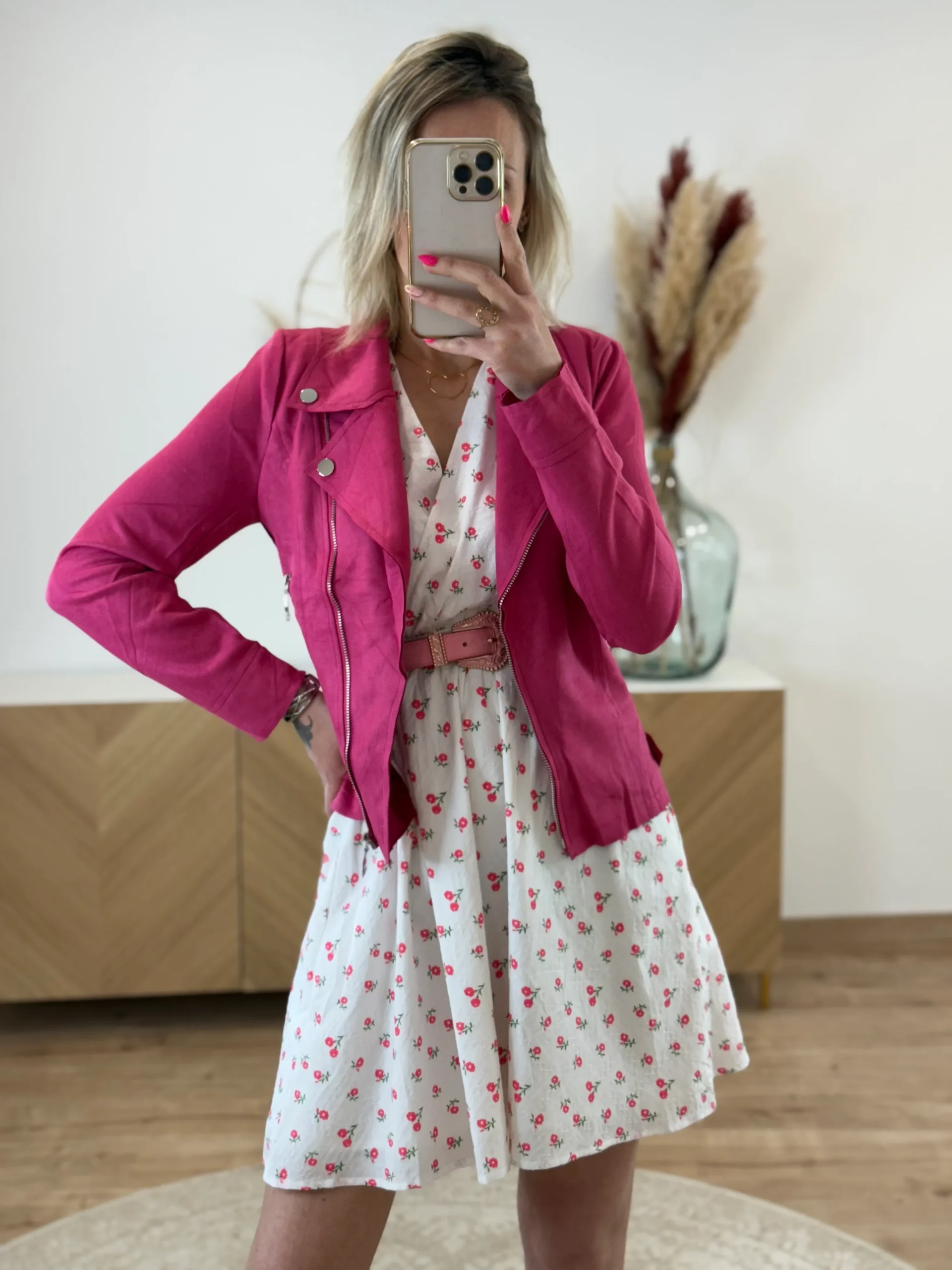 Veste en suedine fuschia – Image 2