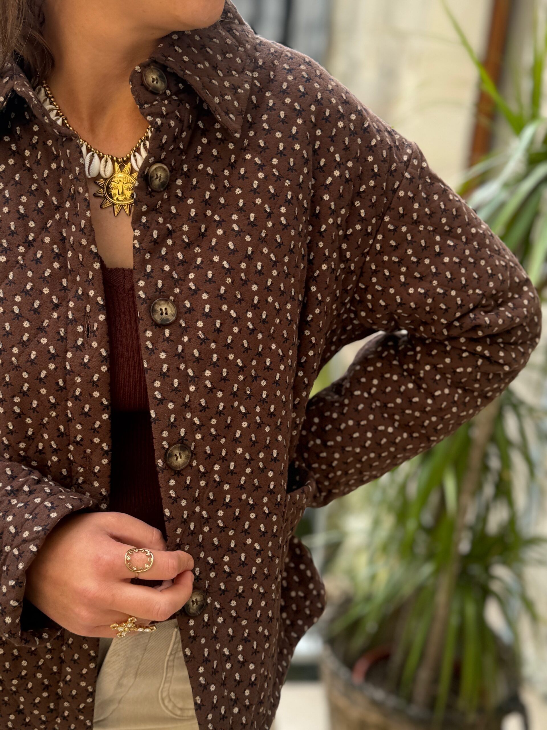 Veste matelassée liberty chocolat – Image 4