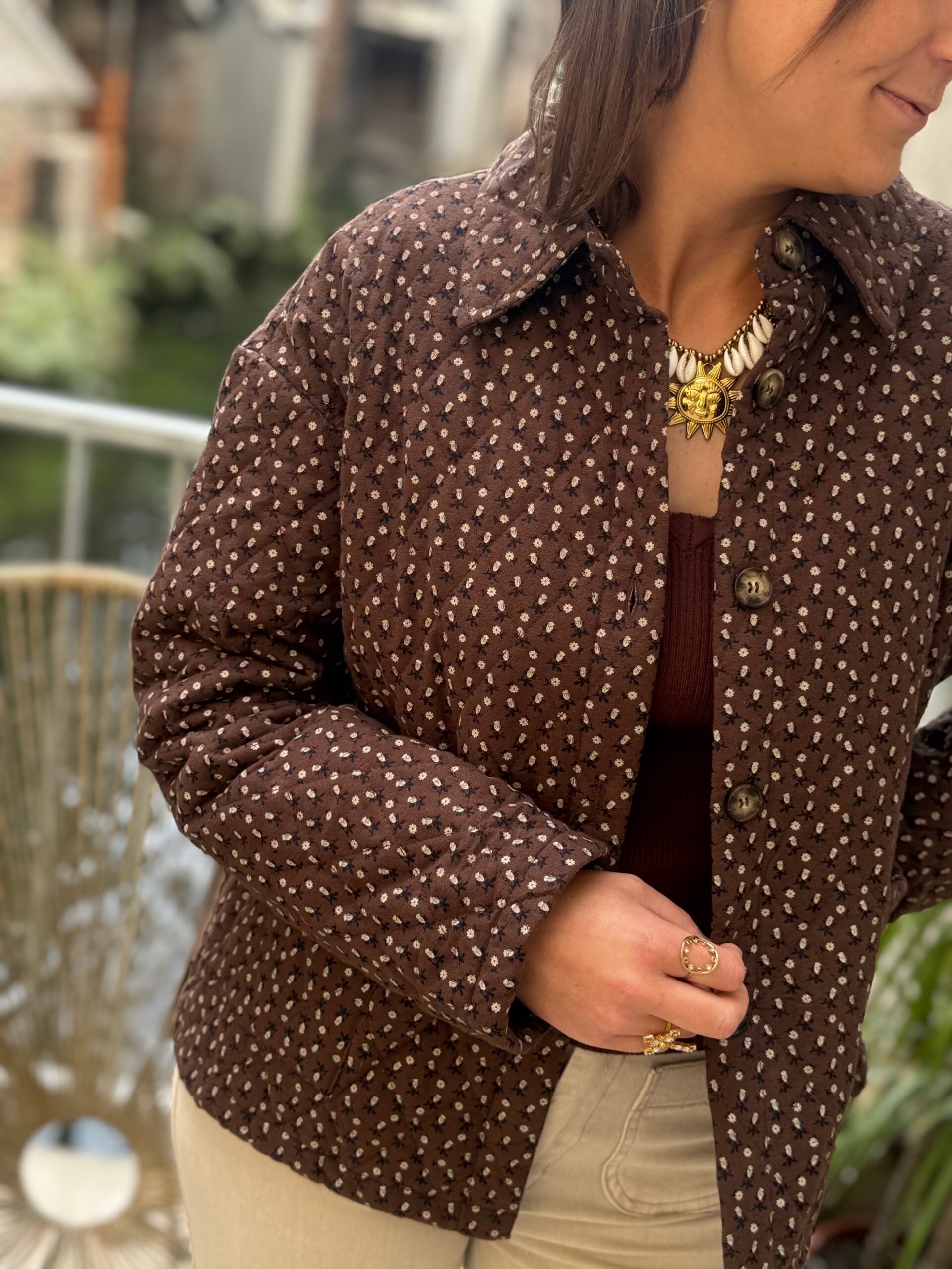 Veste matelassée liberty chocolat – Image 6