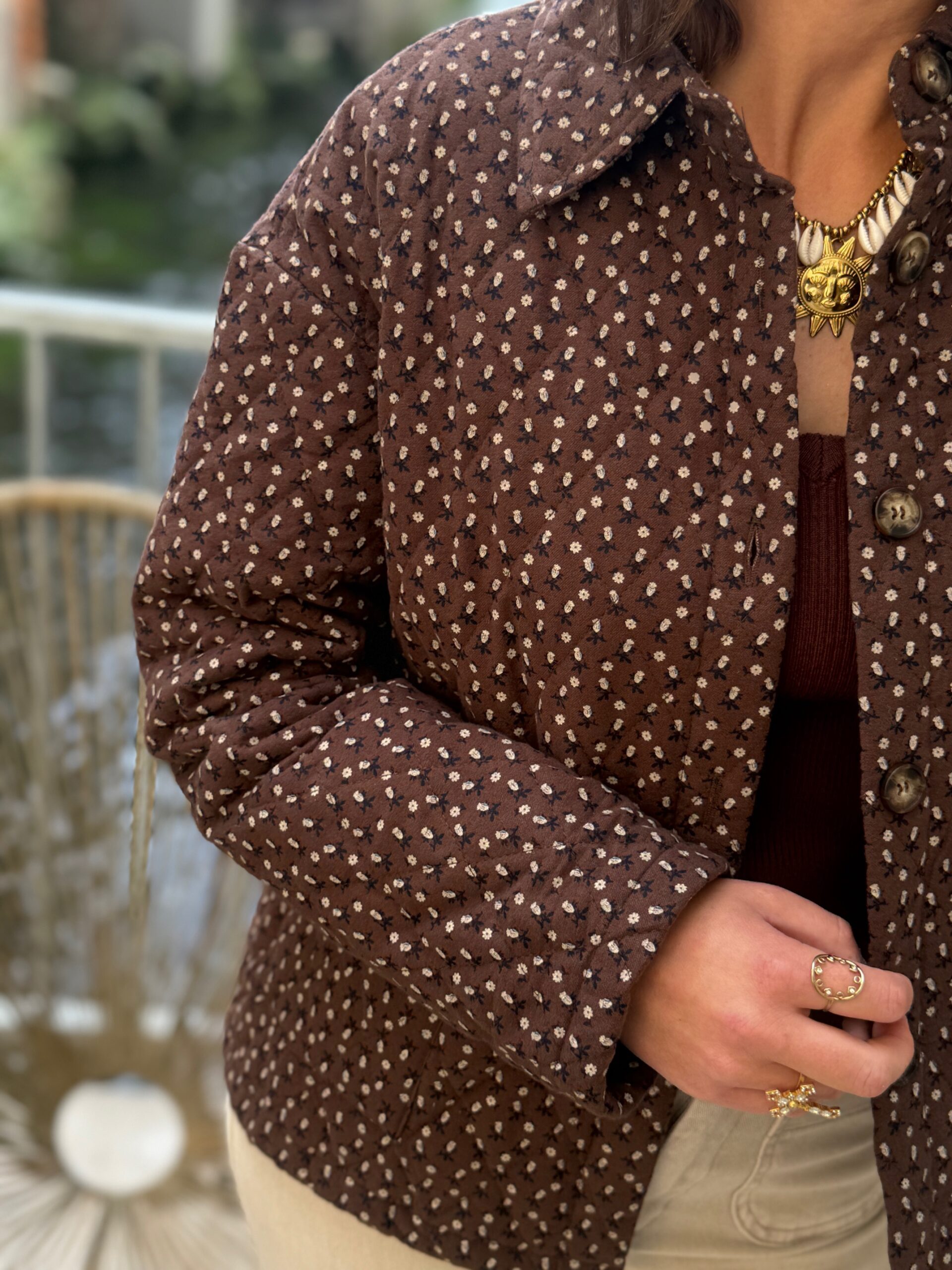 Veste matelassée liberty chocolat – Image 9